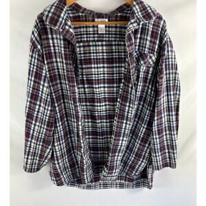 Sleep Sense Plaid Button Up Flannel Size Medium